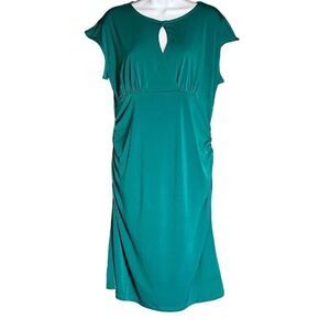ELLE Teal Keyhole Ruched Sheath Dress Size XL